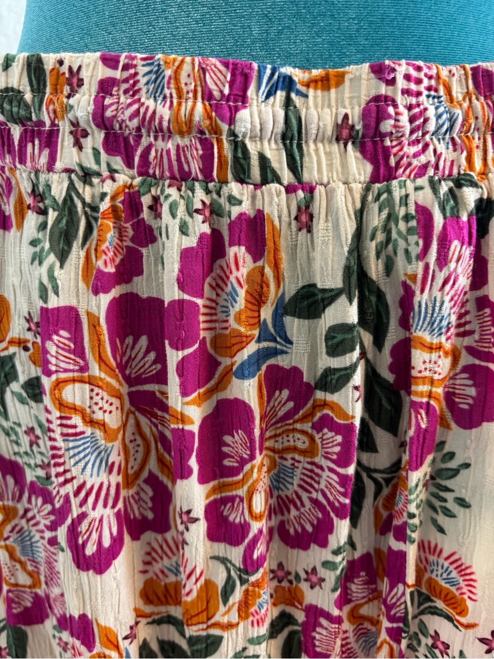 Nicole Miller Boho Floral Tiered Midi Skirt Large Cottagecore Festival Indie - Picture 5 of 8
